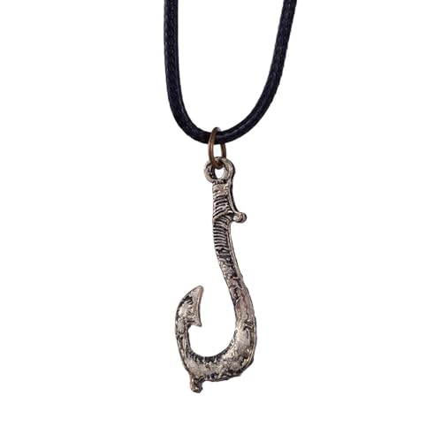 Collar para hombre ZRM con colgante de gancho Moana vintage y cuerda de cuero
