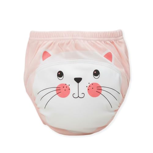BabyMoo Cotton Underwear for Babies and Toddlers with 3 Layers of Cotton Padding Potty Training Pull Up & Diaper-Free Time (Kitty, 12-18 Months)