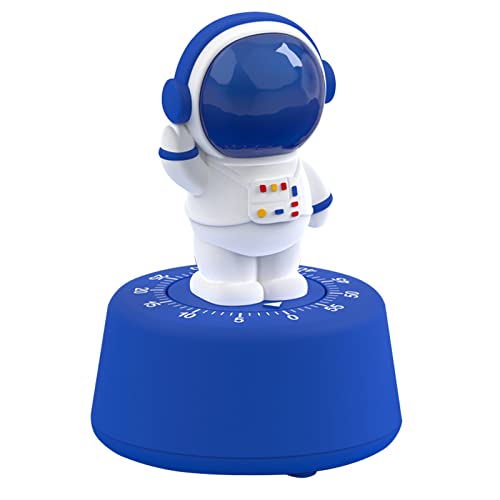 Cartoon Timer Kids Cute Kitchen Timer, Astronaut Learning Management Timer, Reminder No Batteries for Study Work Exercise Training Home Desktop Decor (Blue)