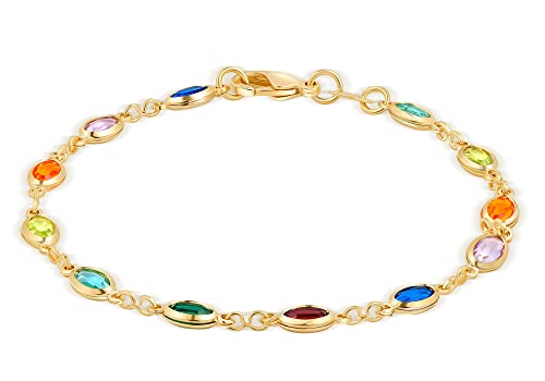 Barzel 18K Gold Plated Multicolor Crystal Bracelet in 7.5 Inches ...