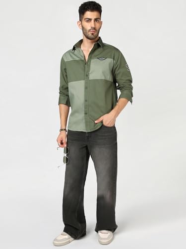 Image of Bewakoof Men's Applique Regular Fit Full Sleeve Pure Cotton Collar Shirt
