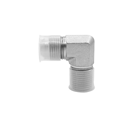 Image of (2-PACK) 2501-04-02 Hydraulic Hose Adapter Fitting 1 /4 inch Male JIC 37 Flare (7 /16-20 UNF) x 1 /8 inch Male (1 /8-27 NPTF) 90 Elbow SAE Pipe Joints Connector Carbon Steel