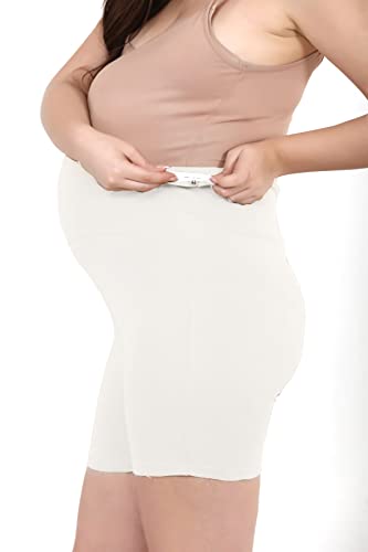 Image of Women's Cotton Maternity Shorts Over The Belly for Pregnant Women for Pre & Post Pregnancy