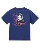 [エックスガール] カーシブスクリプトロゴアンドフェイスショートスリーブティー CURSIVE SCRIPT LOGO AND FACE S/S TEE 105261011011 BLUE S