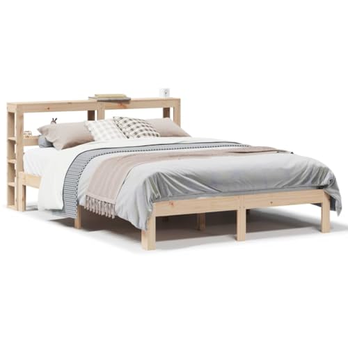 Juroupi Estructura de Cama con cabecero Estructura Cama Bed Frame Cama con cabecero somier Madera de Pino Blanco 150x200cm // 3306049