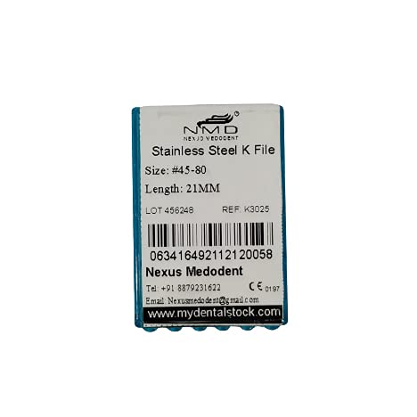 NMD Dental Stainless Steel(S.S)-K-Files (21mm, ASSORTED(#45-80)) (B08P8QS54P) Amazon Price History, Amazon Price Tracker