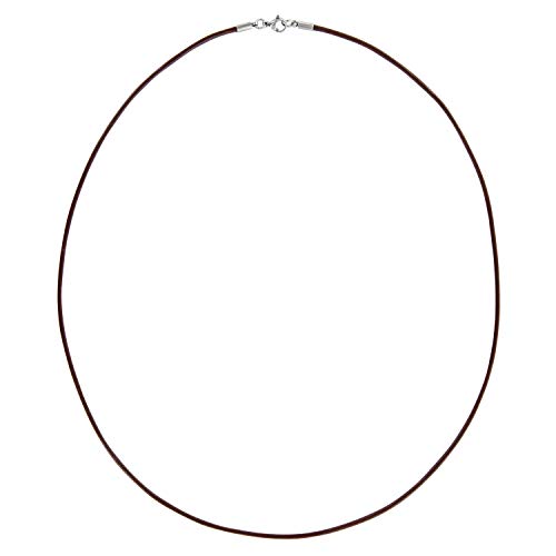 Auroris Echtleder Kette 2 mm mit Karabinerverschluss aus Edelstahl Farbe/Länge wählbar - braun / 50 cm