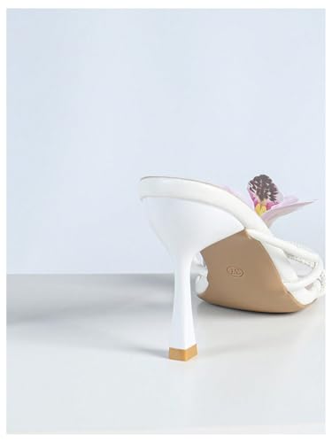 Image of MakeMeChic Women's Open Toe Floral Kitten Heels Flower Summer Beach Sandals