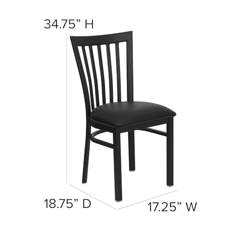 Image of Flash Furniture 2 Pack HERCULES Series Black School House Back Metal Restaurant Chair - Black Vinyl Seat