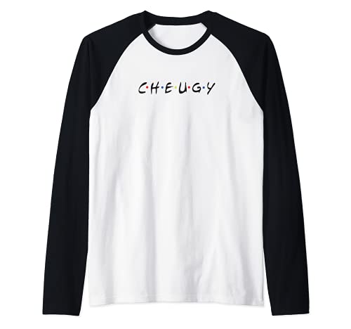 Vertigo Cheugy Wear - Friends Style "CHEUGY" Parody Raglan Baseball Tee, Black