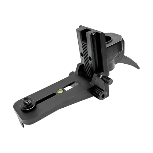 Mounting Bracket Clamp with 1/4-20 Male Thread and 5/8-11 Adapter Adjustable Laser Level Pole Clamp with Bubble Level for Rotary and Line Lasers Heavy-Duty Bracket for Telescoping Poles