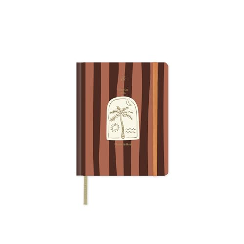 UO Agenda Escolar Palm Mini Semana Vista: Empieza en enero de 2026 y Acaba en diciembre de 2026, Tapa Dura, Apertura súper cómoda de 180 Grados, Terracota, Pequeño