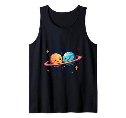 planètes heureuses de Dessin animé avec Anneau et étoiles à Travers l'univers Débardeur