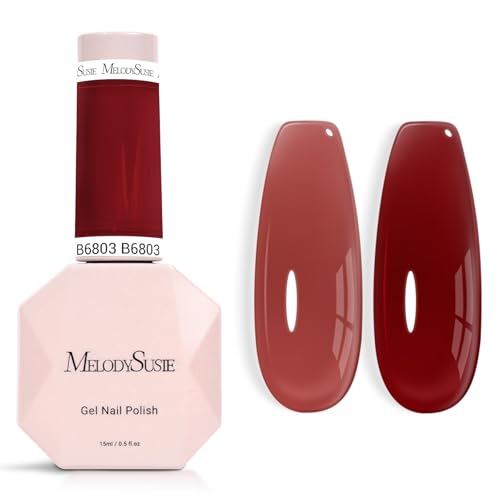 Image of MelodySusie Jeweliver Gel Nail Polish, 0.5Fl.oz Gel Polish Red Brown Color Soak Off UV LED Light Cure Gift for Women Manicure Nail Art DIY at Home B6803