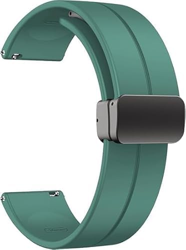 Touchshark Store Magnetic Watch Band 16-22mm Quick Release Silicone Strap, Soft Adjustable Waterproof Replacement Wristband for Men & Women, Compatible with Smartwatches, Sport Fitness Watch (Green).