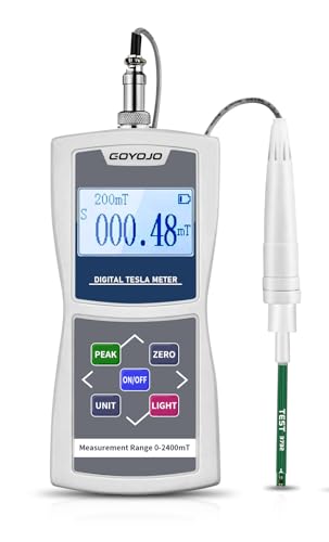 GOYOJO Digital Gauss Meter (2400mT/24000Gs), High Accuracy Magnetic Field Tester for DC Magnet Measurement, Permanent Magnets, Motors, Speakers, and Industrial Applications, ±2% Accuracy
