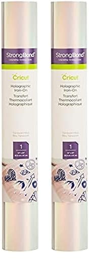 Cricut Holographic Iron On, Translucent Blue - 2-Pack of 2ft Rolls (12"x24") - HTV Heat Transfer Vinyl for Shirts, Apparel, Hats & More - Compatible with Cricut EasyPress & Machines