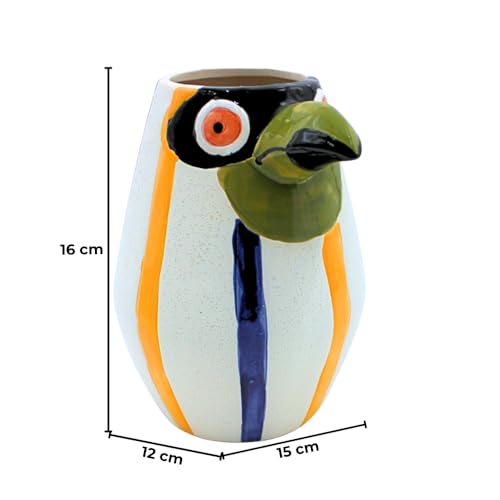 Jarrón de mesa con diseño de loro multicolor de cerámica 8