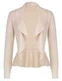 GRACE KARIN Women's Summer Shawl Cardigan Open Front Long Sleeves Knitted Boleros Sweater M Beige