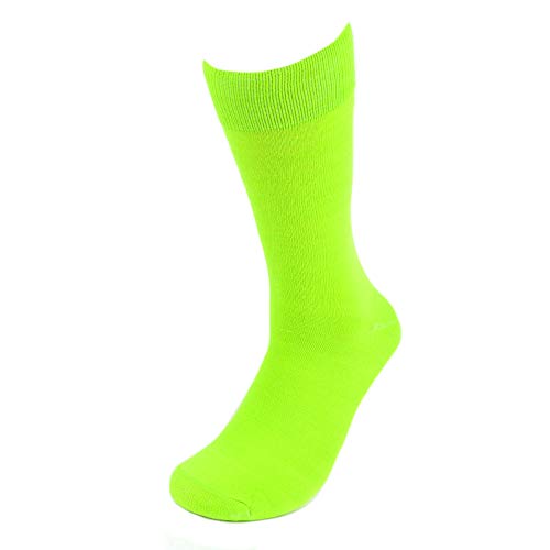 Feraricci Solid Color Polyester Socks for Men Casual and Formal Attire Mid Rise Mens Crew Socks - Lime