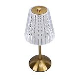 Hyuduo Lámpara de mesa de cristal inalámbrica LED, continuamente regulable, 3 temperaturas de color, control táctil, recargable por USB, lámpara de noche para el hogar