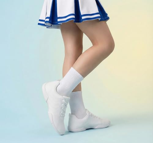 Image of Girls White Cheerleading Shoes Lightweight Competition Tennis Shoes Women Hip Hop Gymnastics Dance Sneakers