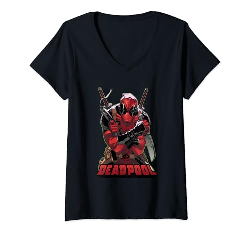 Image of Womens Deadpool Ready for Action V-Neck T-Shirt