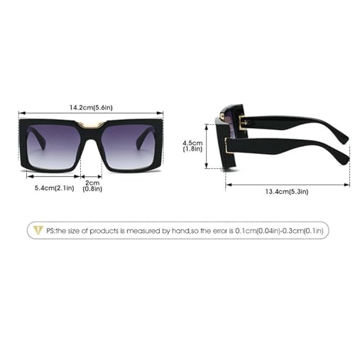 COTIA Fashion Square Sunglasses for Women Men Personality Thick Frame Classic Retro Rectangle Sun Glasses4