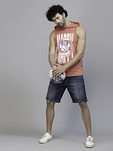Image of RIGO Men's Solid Slim Fit Vest (SD05231074 Coral Pink