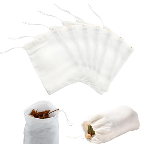 30 Muslin Bags for Cooking, Reusable Spice Bags with Drawstring, Empty Tea Bags for Loose Tea, Fine Mesh Cotton Bags for Coffee, Herbs, DIY Crafts, 10 x 15 cm
