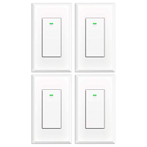 KULED K36 Smart WiFi Light Switch, No Hub Required, Alexa and Google Assistant Compatible, Neutral Wire Required, Timer Schedule, 4-Pack