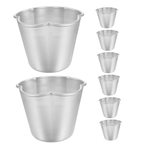 Cabilock 8 Piezas Moldes para Muffins de Aluminio Moldes para Cupcakes Antiadherentes con Diseño Redondo Flexible Resistentes al Horno para Pudines Tartas y Pasteles Individuales