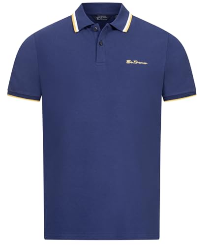 Ben Sherman Polo Talla L Hombre Azul con Detalles Dorados y Blancos