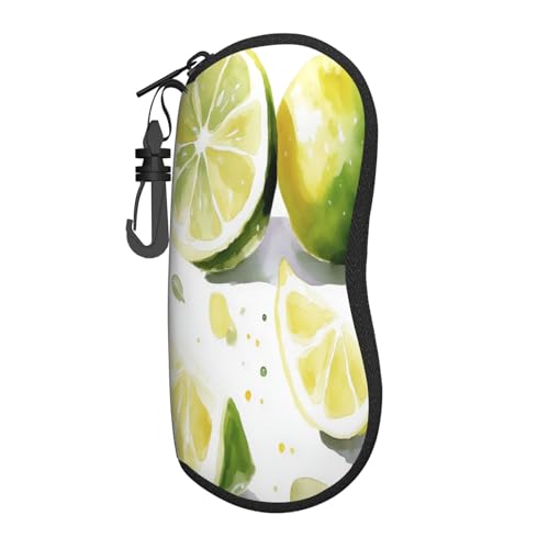 Woshuwo Funda portátil para gafas de sol con diseño de cuñas y diapositivas de limón en acuarela