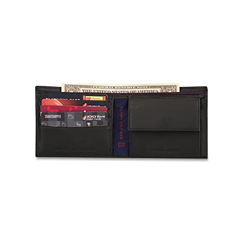 Image of Tommy Hilfiger Clyde Leather Global Coin Wallet for Men - Black, 4 Card Slots