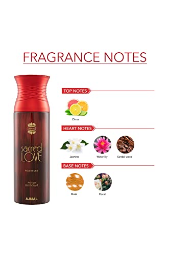 Ajmal Tempest Concentrated Perfume Oil Floral Alcohol-free Attar 12ml for Unisex and Sacred Love Deodorant Floral Musky Fragrance 200ml for Women FREE - Image 2