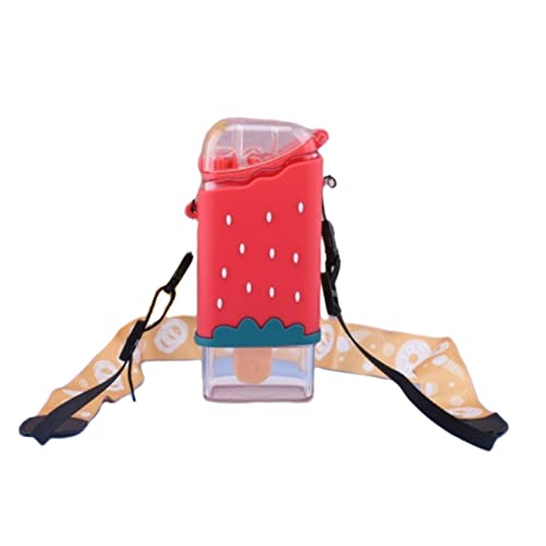 BUCROS Bouteille D'Eau Bouteille D'Eau De Crème Glacée Mignonne À Beignet Mignonne Avec Paille Carrée De Pastèque Carrée De Pastèque Fuite Portable À L'Épreuve-300,3
