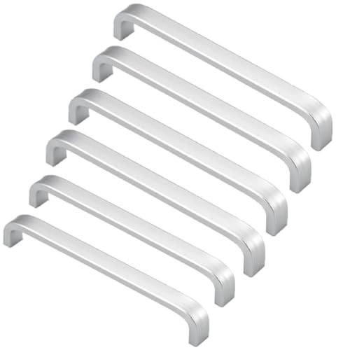 Paquete de 2/4/6/8 tiradores plateados for armario de cocina, con centros de orificios de 96/128/160/192/224 mm y ancho de 18 mm.(6pack,128 hole)