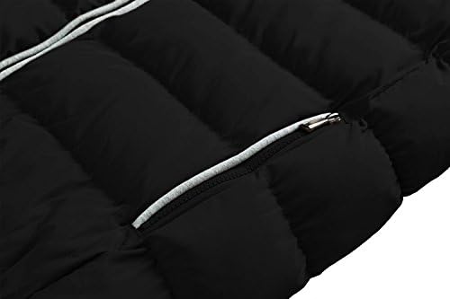 Men's Winter Thicken Removable Hooded Quilted Cotton Jacket(Black,Medium)