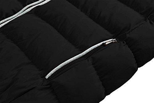 Men's Winter Thicken Removable Hooded Quilted Cotton Jacket(Black,Medium)