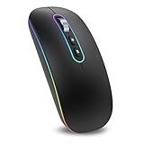 cimetech Wireless Mouse for Laptop, M01 Rechargeable Silent LED Computer USB Mice, [BT5.1 and 2.4G Receiver] Dual Mode Slim Sleek, Plug and Play for iPad Mac Chromebook Tablet PC Notebook