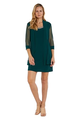 R&M Richards Womens Plus 2PC Mesh Inset Dress with Jacket