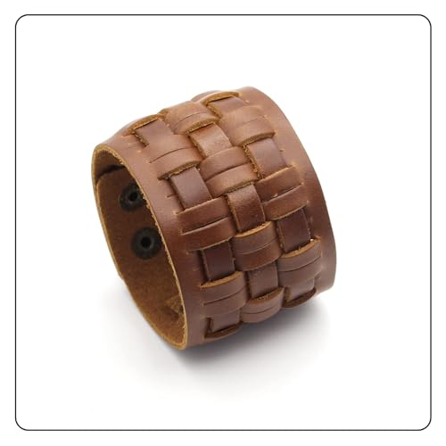 Image of Punk Rock Snap Bracelet Braided Wide Leather Wristband Arm Cuff Bracelet
