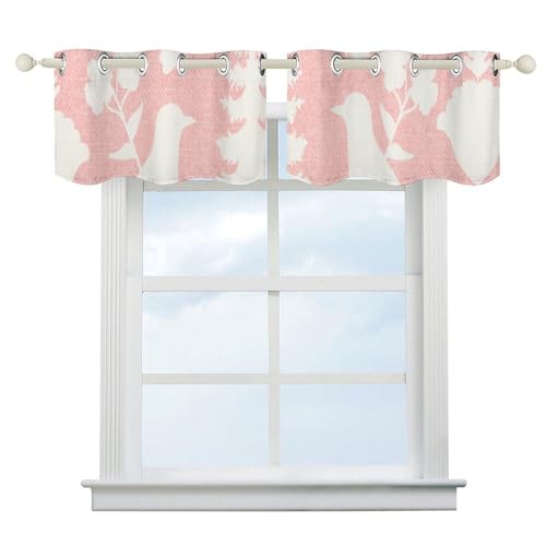 Cenefa de chenonceau rosa con pájaros 52x18 cortinas cortas 3