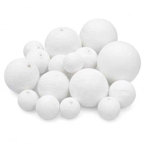 Assortiment de 32 boules en ouate de cellulose ø 25-45 mm (grandes et moyennes tailles) - 5 diamètres différents - parfait pour le loisir créatif - SPUNNYS