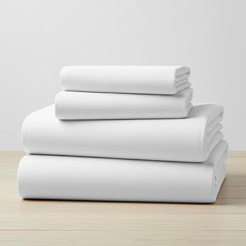 Mellanni Flannel Bed Sheet Set - 4 Piece Luxury 100% Heavyweight 180GSM Cotton - Cozy, Soft & Breathable - Deep Pockets with All-Around Elastic - Warm & Comfortable (California King, White)
