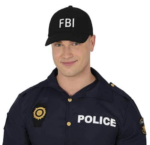 FIESTAS GUIRCA | Boné do FBI (tamanho único) - acessório de disfarce para festas de disfarces de polícia, Halloween e carnaval - ideal para cosplay - adulto unissexo - preto