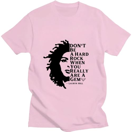 Pdaidou T Shirt D'été en Coton À Manches Courtes pour Homme Et Femme, Imprimé Dessin Animé Lauryn Hill Col Rond Vêtement Décontracté Et Tendance Tailles XS~3XL-Pink||x_s