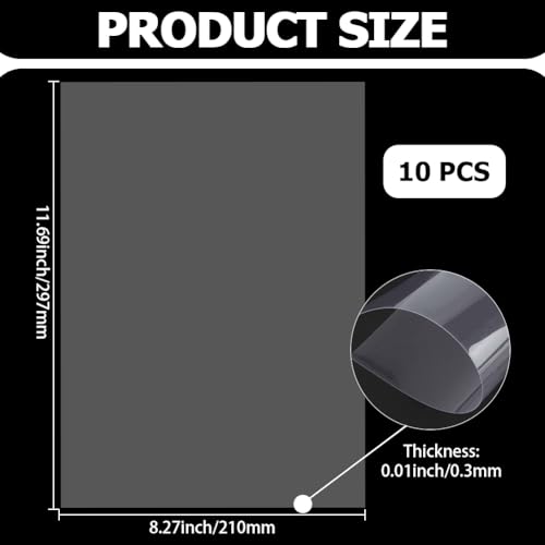 GORGECRAFT 10 Stück A4 Flexible Kunststofffolie Transparent 0.3mm Für Büroberichte Präsentationen Dokumentenschutz Leere Transparente Folien Für DIY Bastelarbeiten Bilderrahmen Malerei