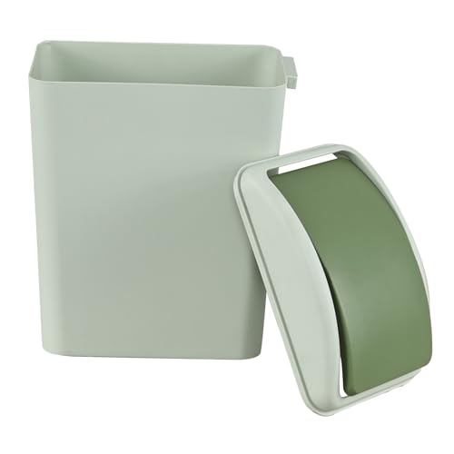 Image of 4.2 Gallon Plastic Trash Can with Swing Top Lid, Compact Slim Waste Bin for Under Desk, Office, Bedroom, Dorm Room(Green)